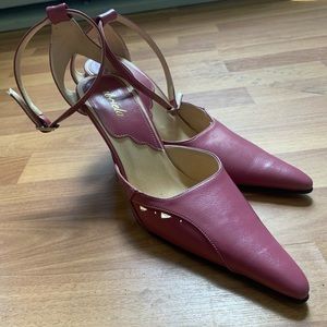 Pointed Pink Leather Heels